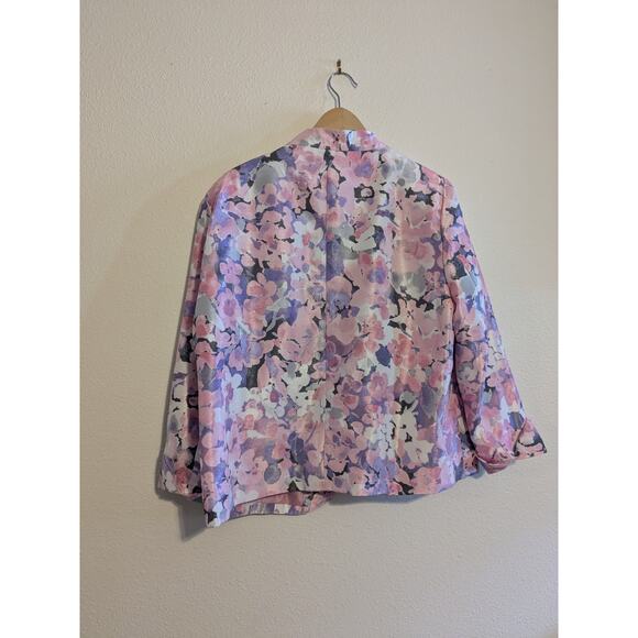 Tanjay Floral pink blazer size 14P - Picture 2 of 8